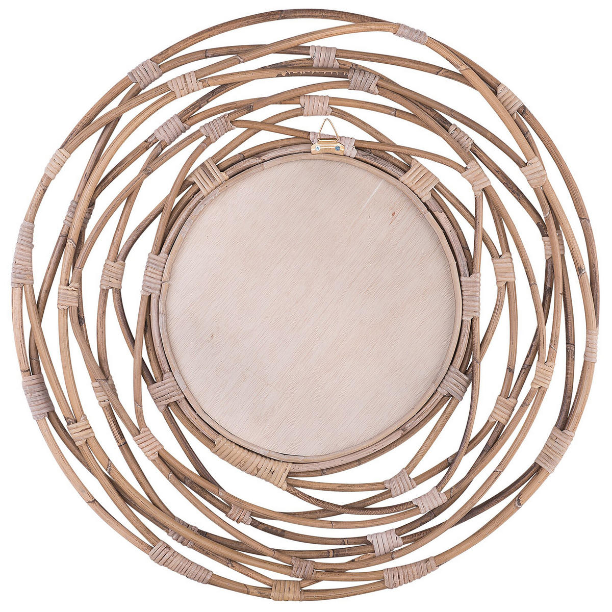 WANDSPIEGEL sandbeige Rattan 75 cm Burgis - Braun, Naturmaterialen (75/75/3cm) - Beliani
