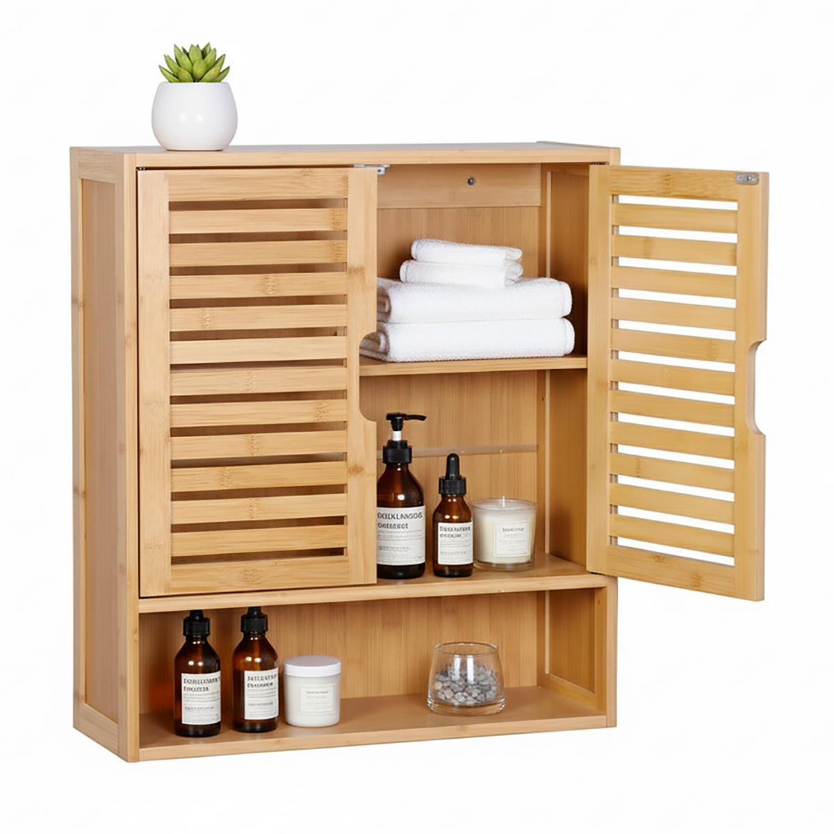 HÄNGESCHRANK - Hellbraun, Holz/Holzwerkstoff (59/66/21cm) - Relaxdays