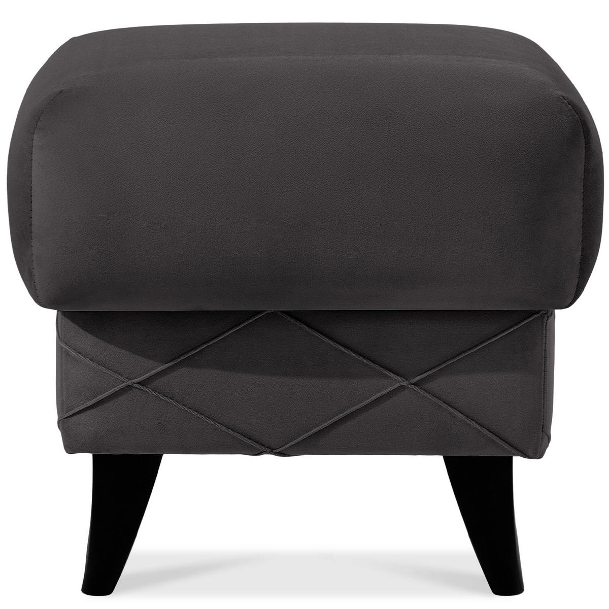 HOCKER GUSTAVO III Fußstütze, Velours, Graphitfarben - Graphitfarben, Holz/Holzwerkstoff (53/49/53cm) - KONSIMO®