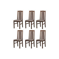 ESSZIMMERSTUHL - Set 6x Bos 7 nussbaum, dora 22 - Graubraun/Nussbaumfarben, Holz (43/96/40cm) - Leaf Design