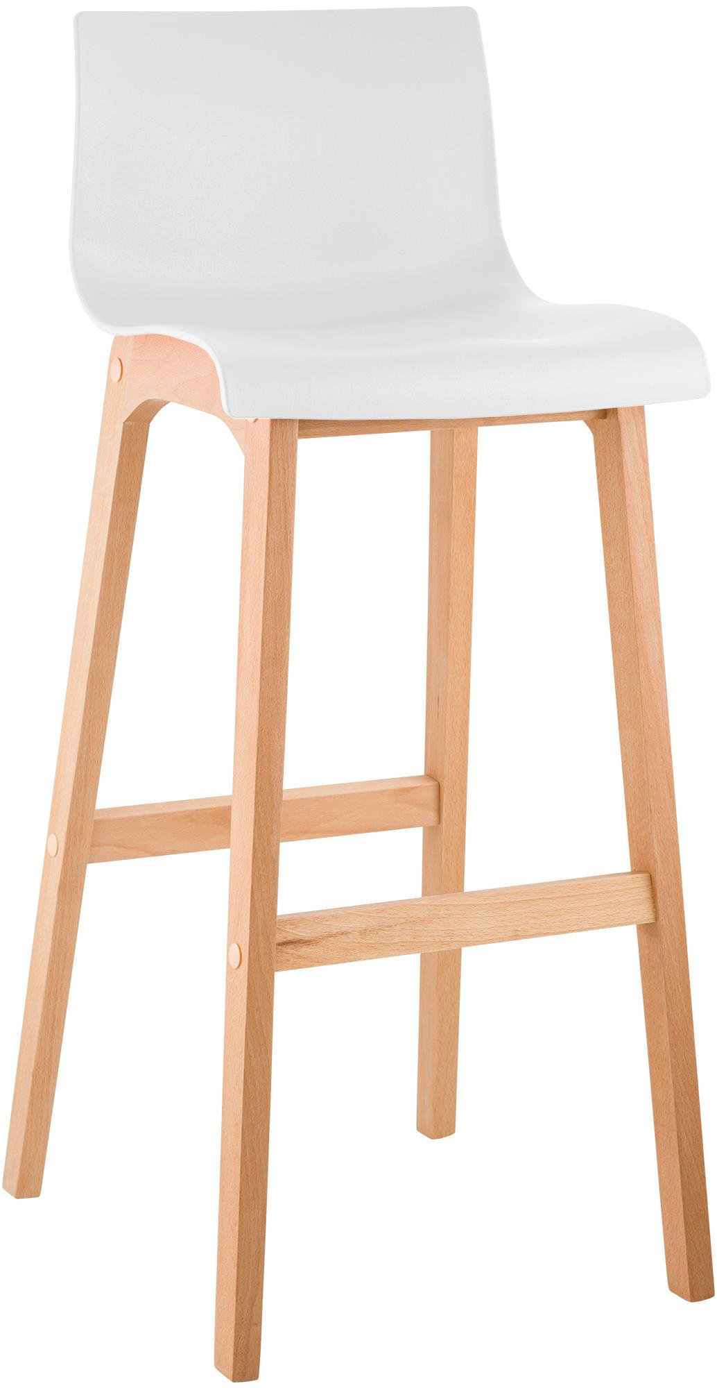 BARHOCKER Holz Weiß - Eukalyptusholzfarben/Weiß, Holz (41/102/46cm) - CLP