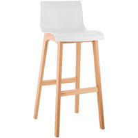 BARHOCKER Holz Weiß - Eukalyptusholzfarben/Weiß, Holz (41/102/46cm) - CLP