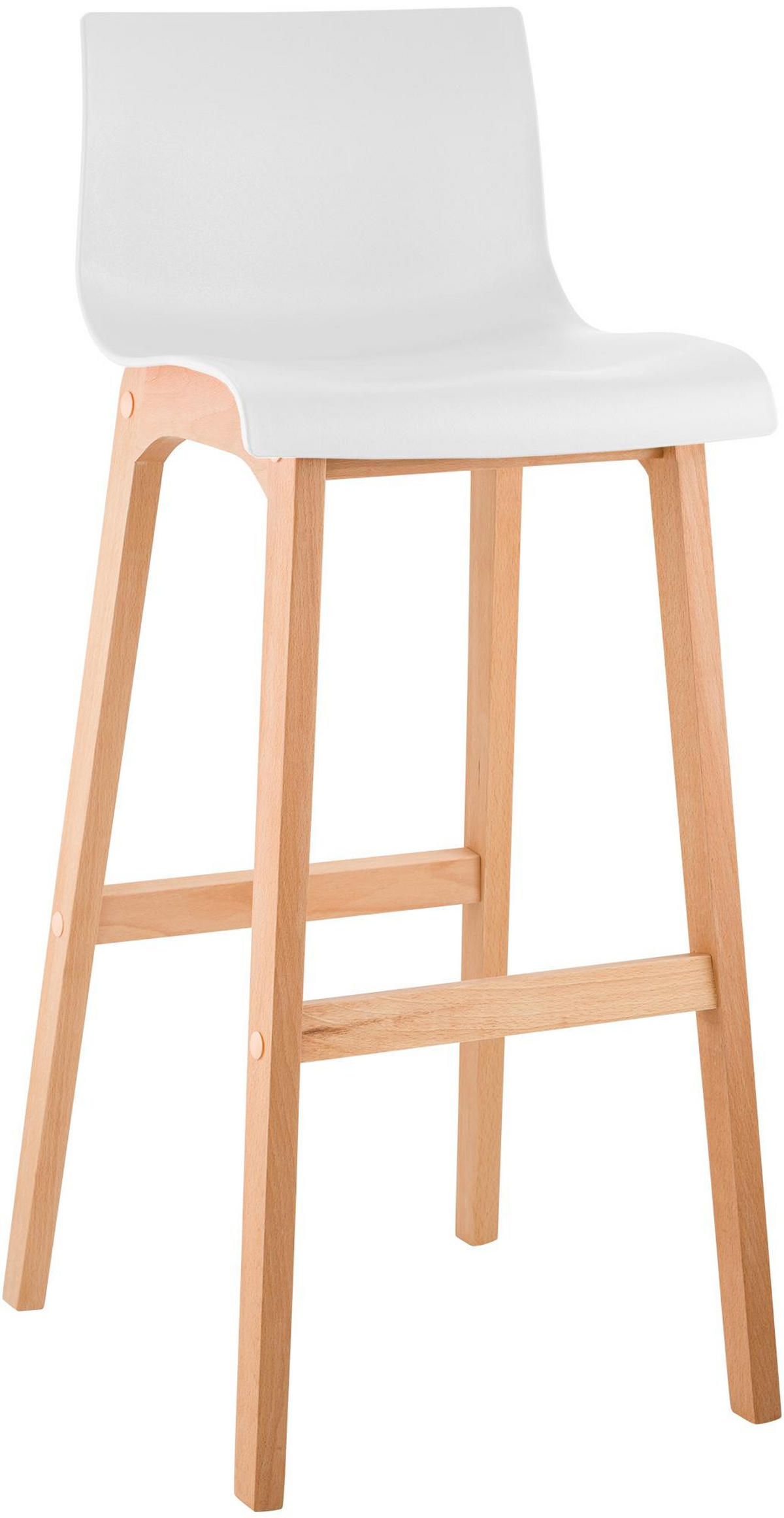 BARHOCKER Holz Weiß - Eukalyptusholzfarben/Weiß, Holz (41/102/46cm) - CLP