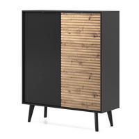 HIGHBOARD VILLETTA 104/125/39 cm mit 2 Türen Schwarz - Schwarz/Eiche Artisan, Holzwerkstoff (104/125/39cm) - MASSENO