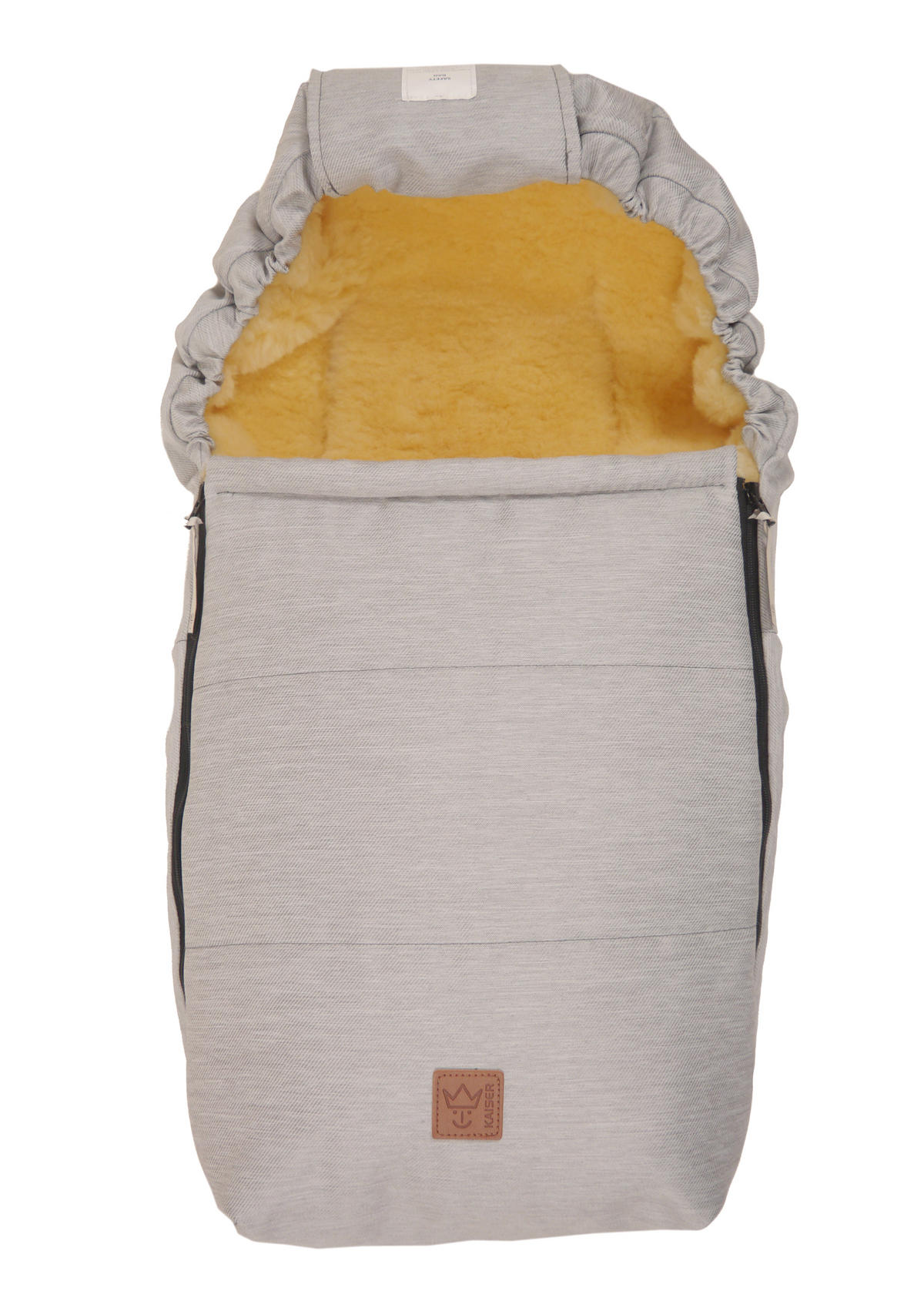 LAMMFELL-BABYSCHALENFUSSSACK Emma, denim light grey - Hellgrau, Fell (37/7/80cm) - Kaiserbaby