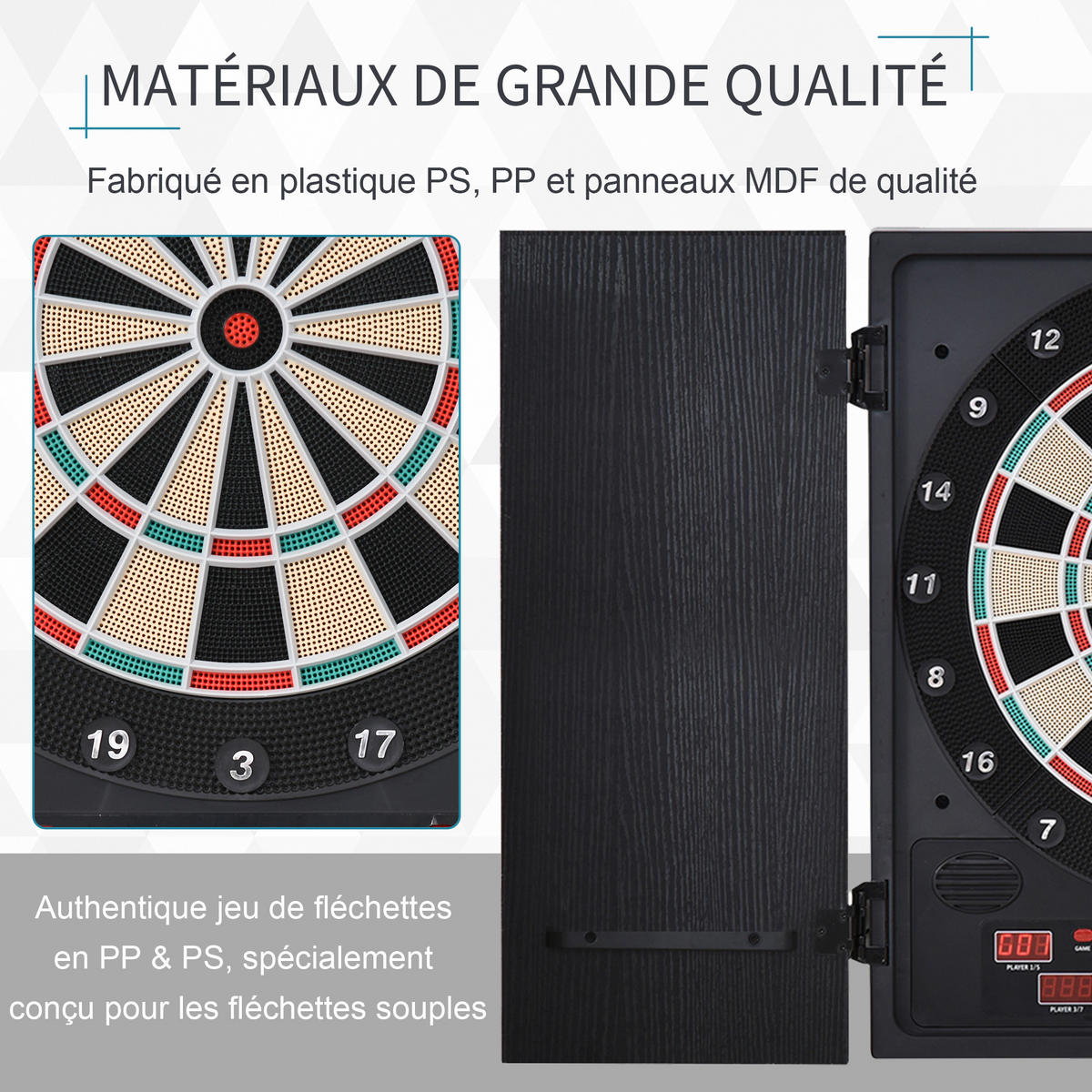 DARTSCHEIBE DE-18827 27 Spiele, 202 Variationen Schwarz - Schwarz, Kunststoff (6/57/51cm) - ComfortXL
