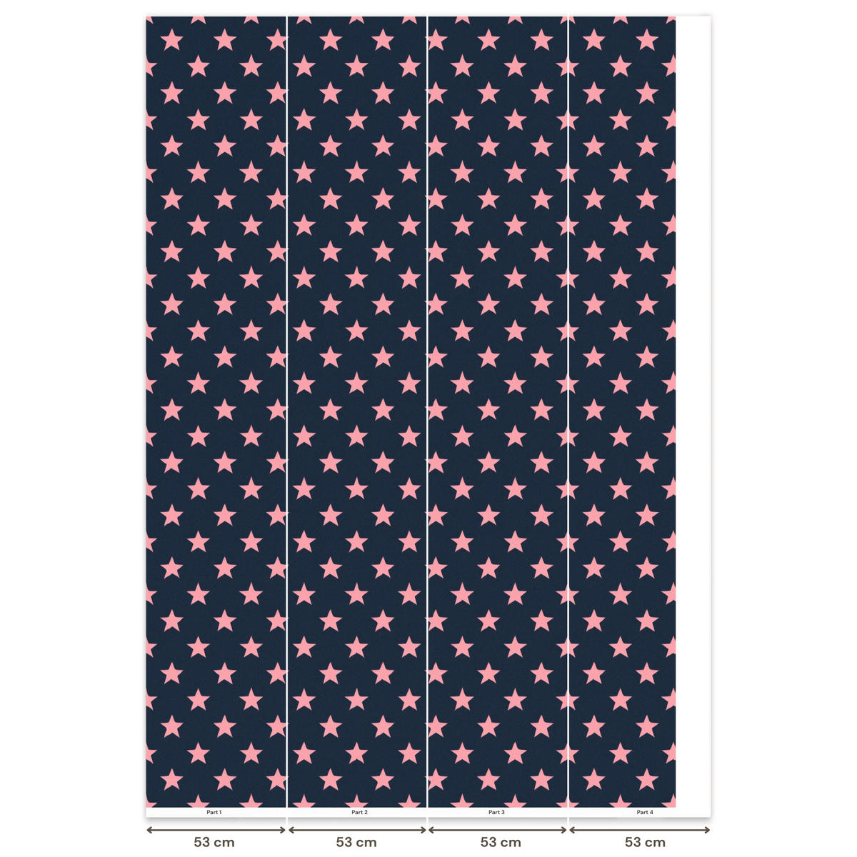 KINDERTAPETE - Muster - Sterne - Rosa - 200x300 cm - Anthrazit, Papier (200/300cm) - OnlyWow