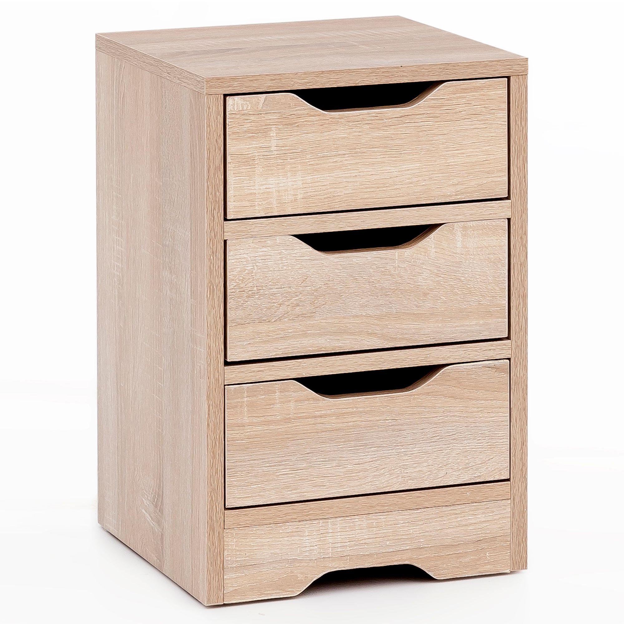 NACHTTISCH 3 Schubladen Modern Klein, Sonoma 31x31x49 cm - Beige, Holzwerkstoff (31/49/31cm) - KADIMA DESIGN