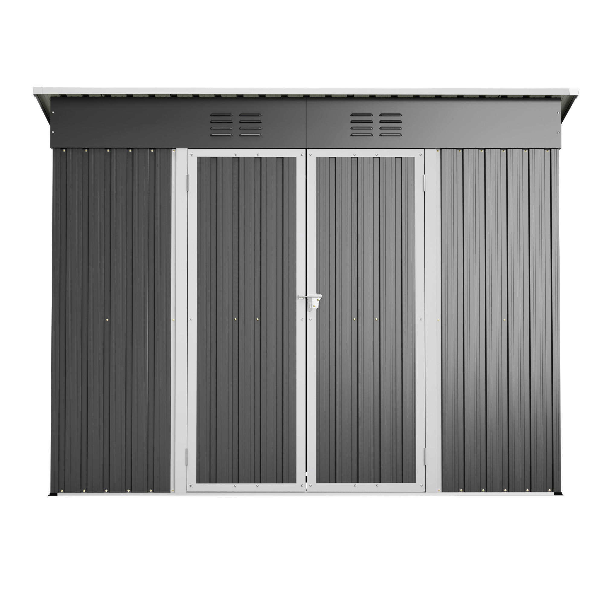 GERÄTEHAUS 242/111/182 cm Grau mit abschließbarer Tür und 2 Belüftungsgittern - Grau, Metall (126/182/242cm) - Oxeza