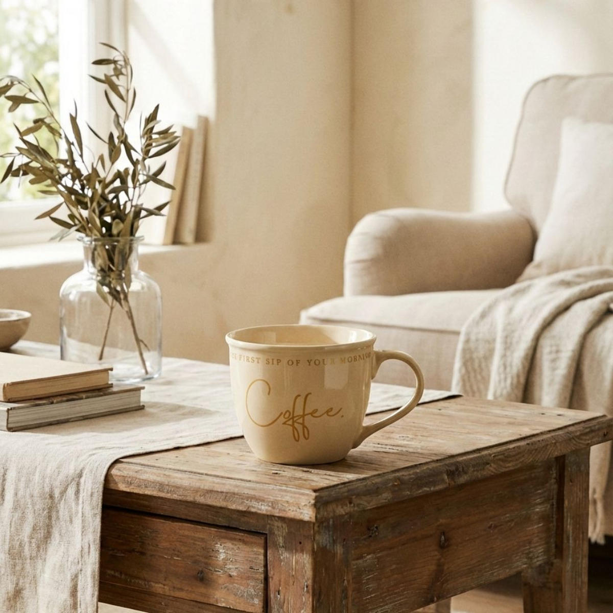 BECHER Hendia Beige 11.5/15.5/9 cm Porzellan - Beige, Keramik (0.5L) - Mondex