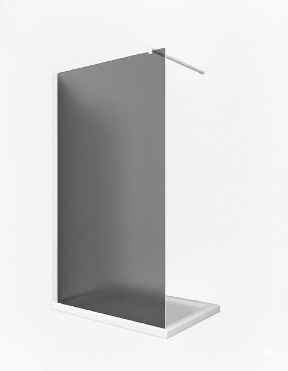 WALK-IN-DUSCHWAND 120 × 200 cm – Graues ESG-Sicherheitsglas – Weiß - Weiß, Glas (8/120/200cm) -  Glaswerk Westfalen