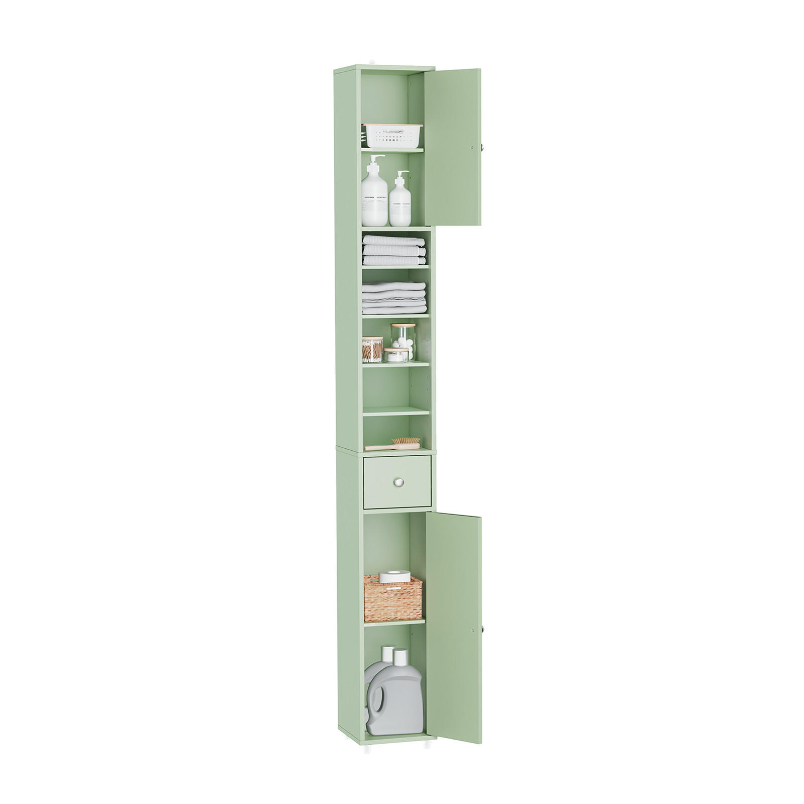 HOCHSCHRANK schmal Hellgrün - Hellgrün, Holzwerkstoff (20/180/20cm) - SoBuy