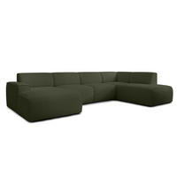 WOHNLANDSCHAFT Didim Grün 378/220/78 cm – großes Sofa stilvoll & bequem R - Schwarz/Grün, Kunststoff/Textil (378/78/220cm) - AX Living