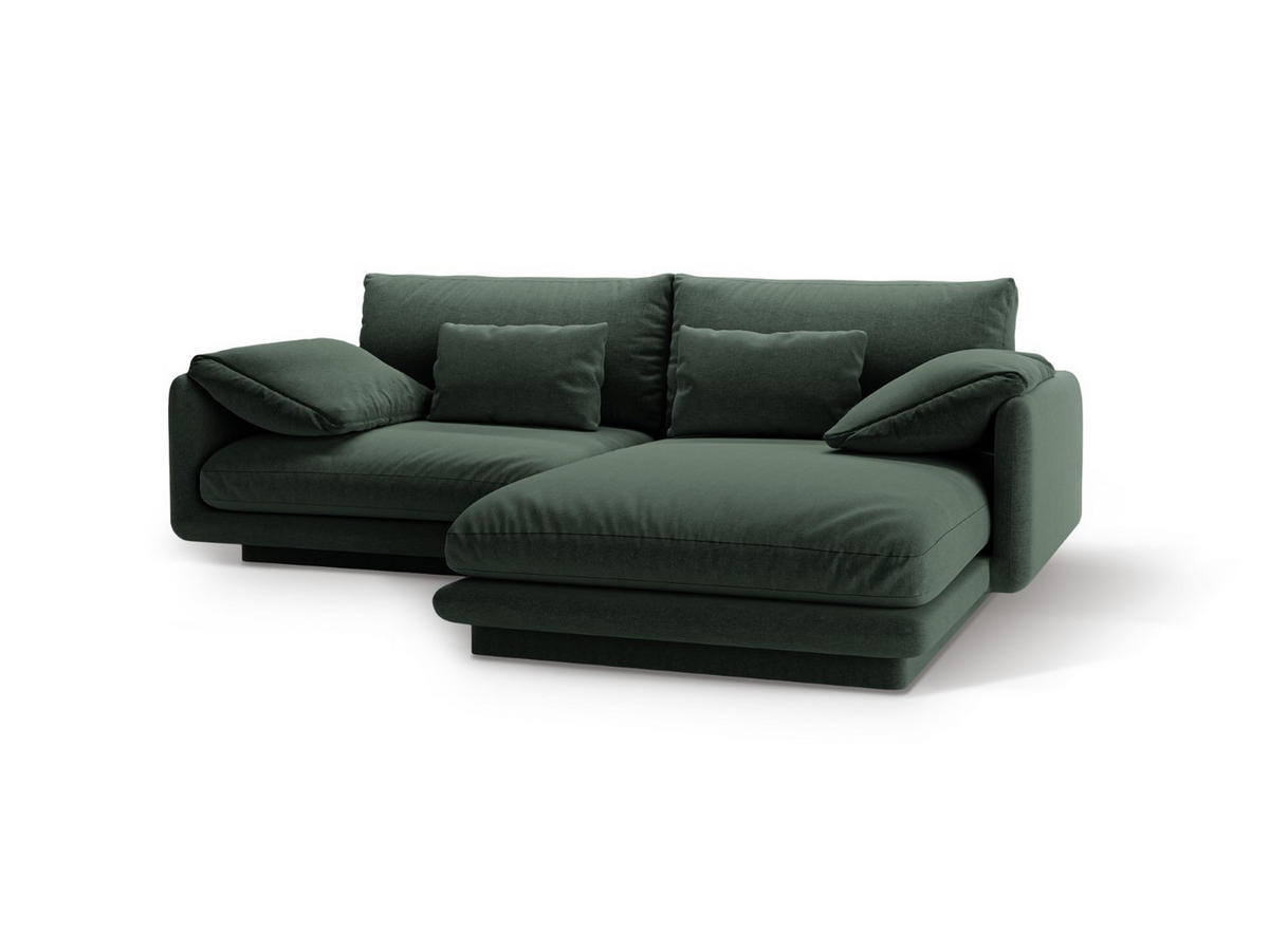 ECKSOFA rechts Torino aus strukturiertem Stoff moosgrün 3 Sitzplätze - Salbeigrün, Textil (170/220cm) - Micadoni