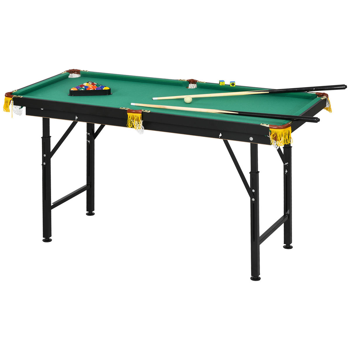 BILLARDTISCH DE-10760 klappbar & höhenverstellbar Grün - Grün, Holzwerkstoff (63/140cm) - ComfortXL
