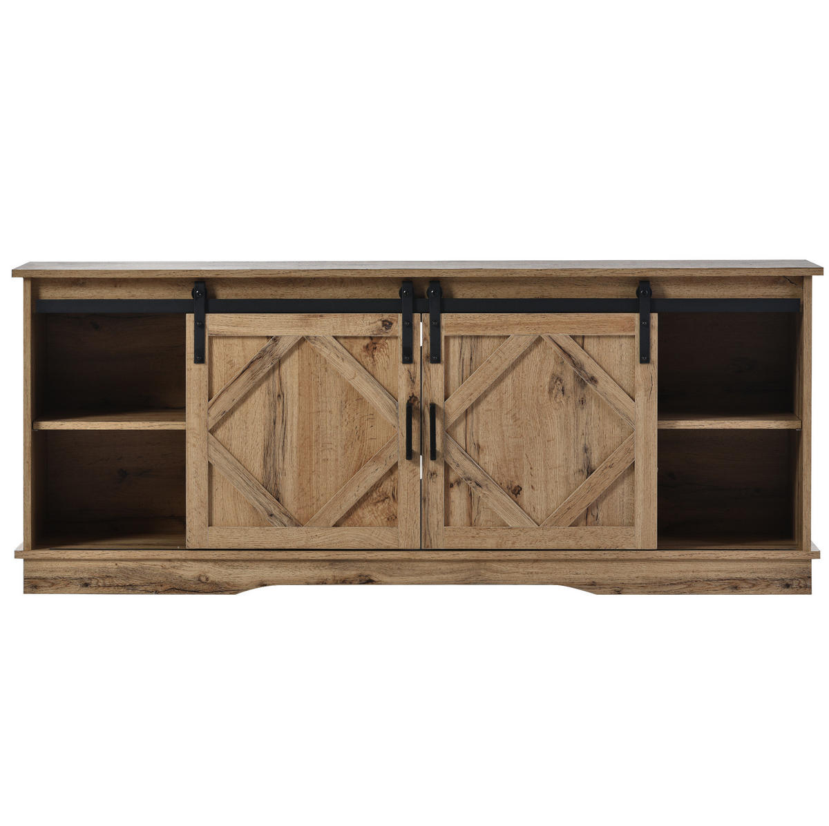 TV-LOWBOARD aus Spanplatte 150x40x60 cm Braun mit Schiebetüren und verstellbaren Regalen - Braun, Holzwerkstoff (150/60/40cm) - IVMEU