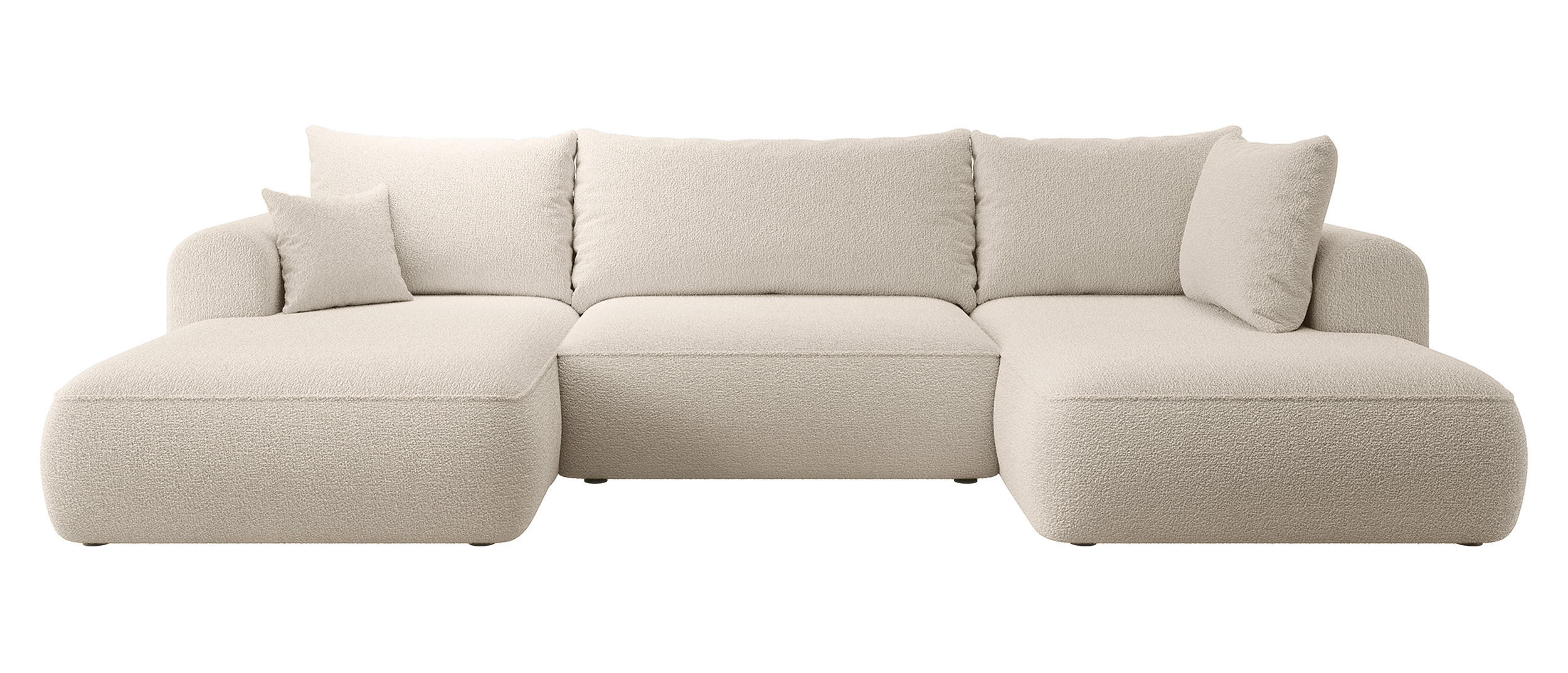 WOHNLANDSCHAFT Ovo Beige Boucle - Beige/Schwarz, Textil (375/95/185cm) - Selsey