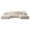 WOHNLANDSCHAFT Ovo Beige Boucle - Beige/Schwarz, Textil (375/95/185cm) - Selsey