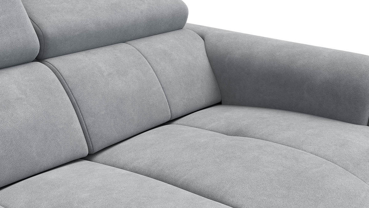 RELAXSOFA RODEN 2-Sitzer mit 2 Relax, hellgrau, Veloursstoff - Hellgrau, Holz/Textil (148/82/103cm) - Wozimo