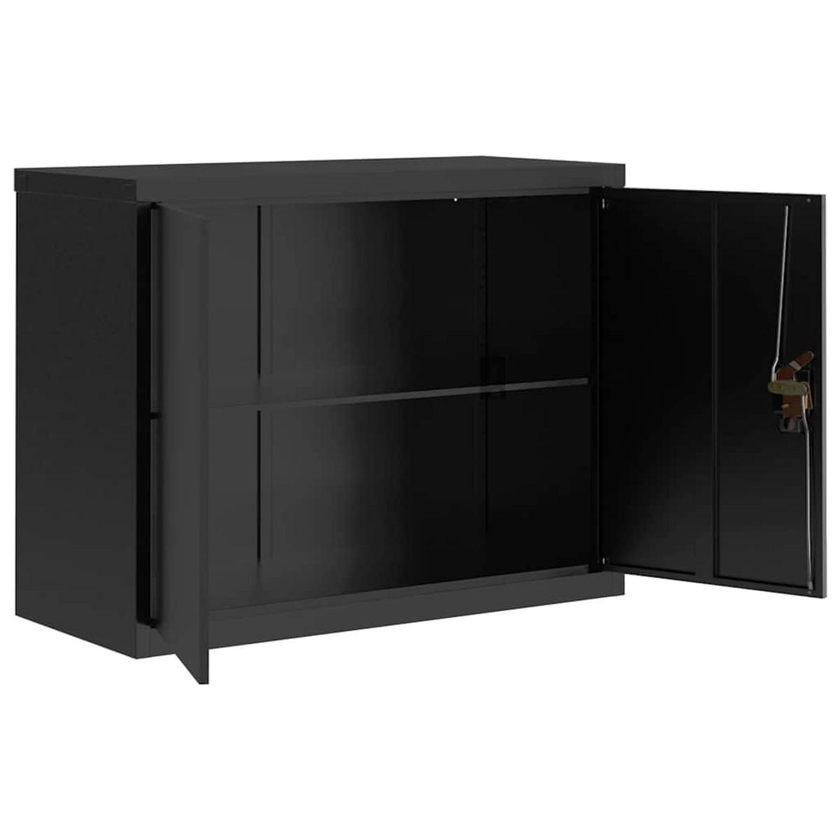 AKTENSCHRANK SCHWARZ 90X40X70 CM STAHL - Schwarz, Metall (40/70/90cm) - vidaXL