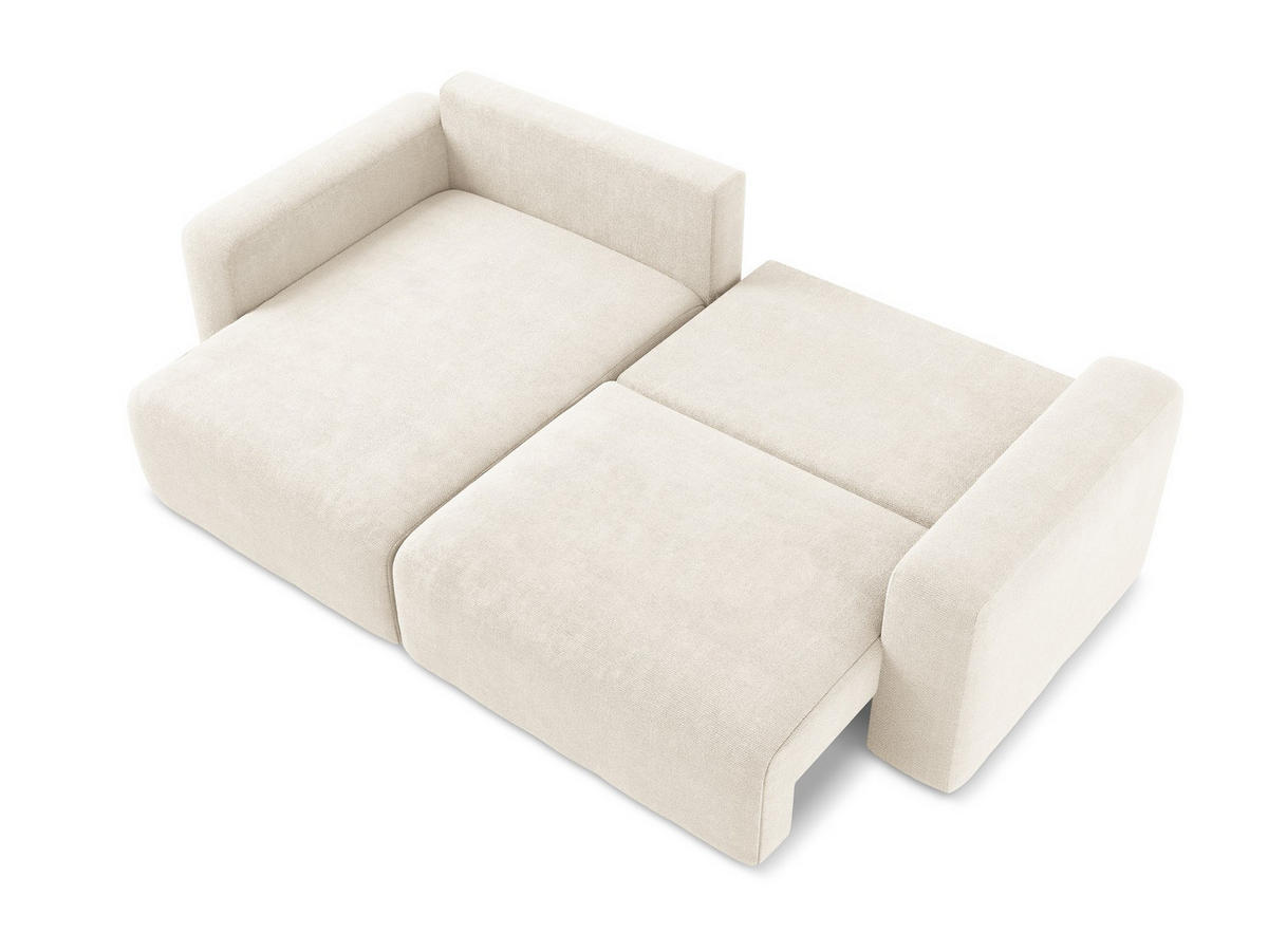 ECKSOFA mit Schlaffunktion links Chenille Stoff Beige - Beige/Creme, Kunststoff/Textil (149/244cm) - Makamii