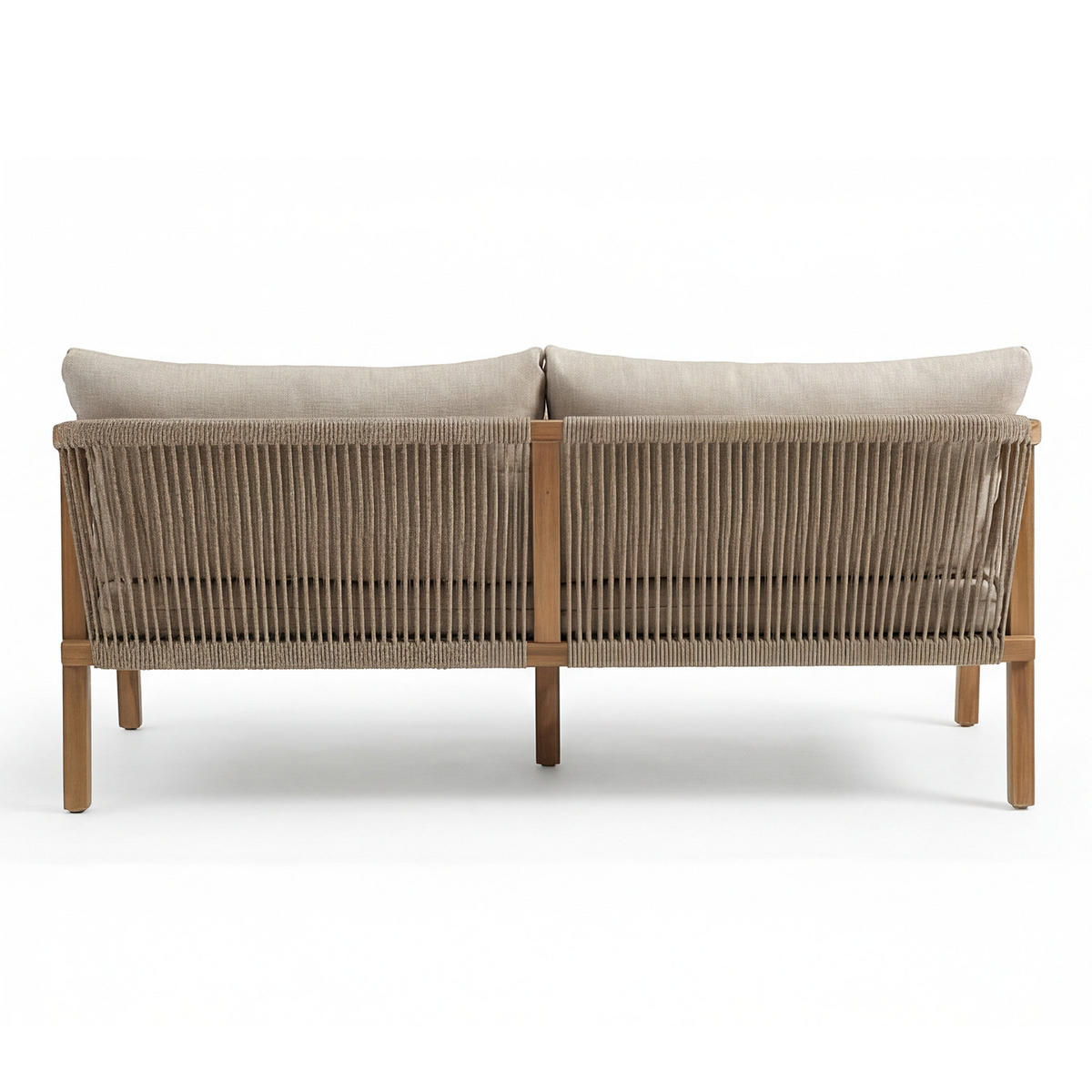 LOUNGESOFA - Akazie massiv / Webstoff - Akazie Braun / Beige - Beige, Holz/Textil (152/69/80cm) - home24