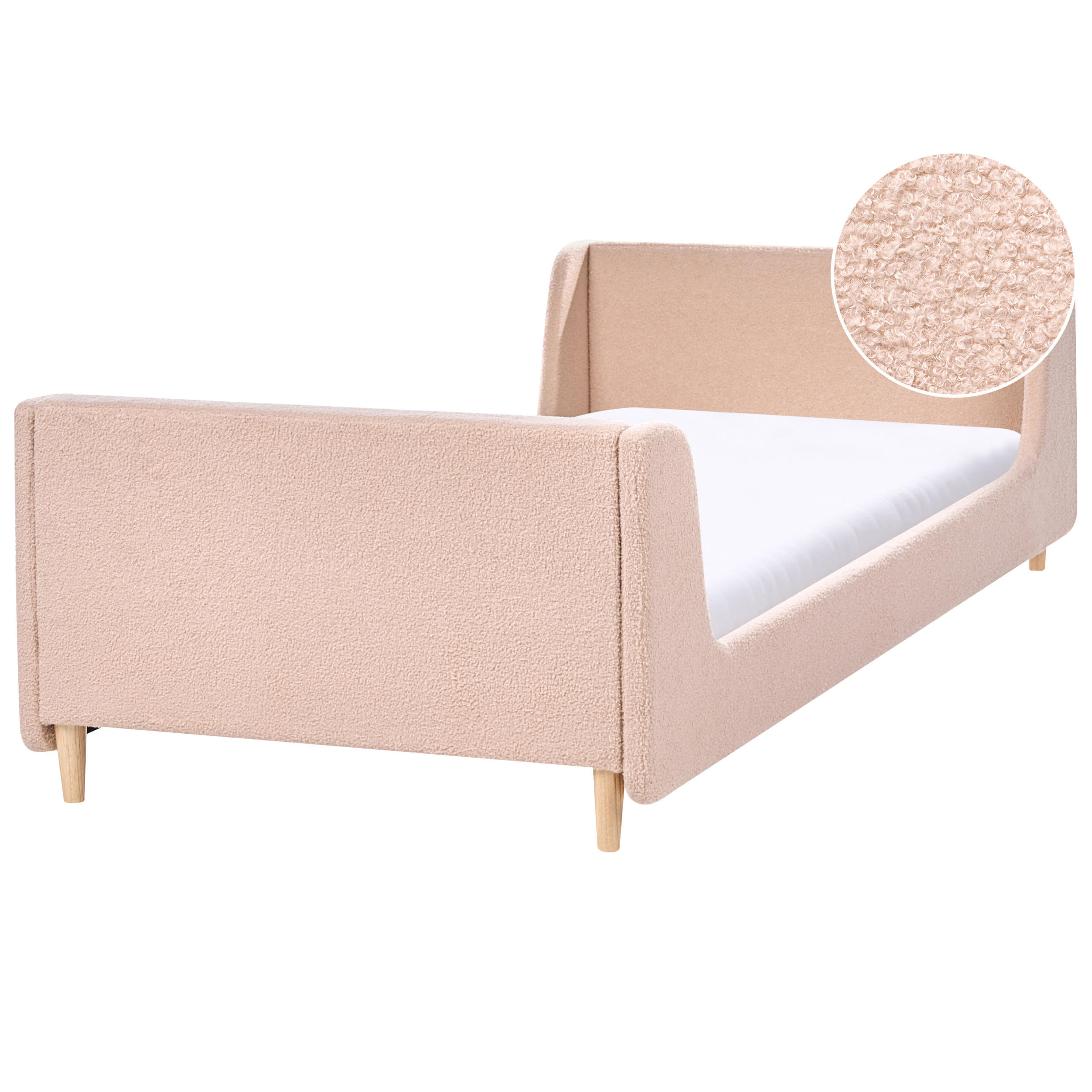 KINDERBETT Bouclé 90/200 cm Beige Laye - Beige/Braun, Textil (90/200cm) - Beliani