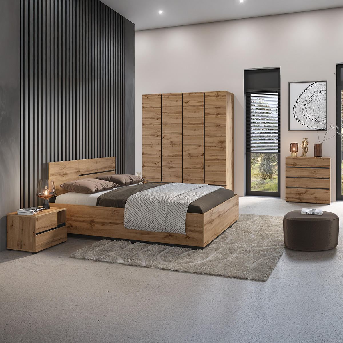 NOČNÍ STOLEK Lilia Dřevo - hnědá, kompozitní dřevo (55/40/40cm) - Petits-meubles