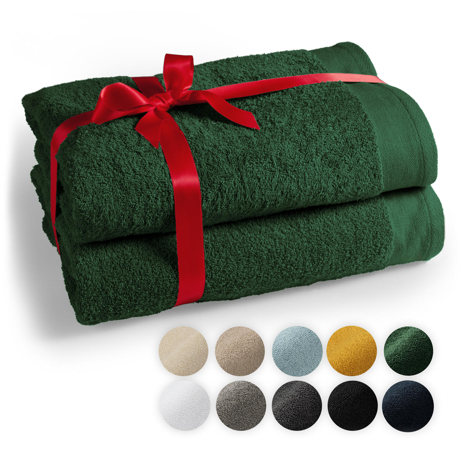 SAUNATUCH Dunkelgrün, 2er-Set - Dunkelgrün, Textil (80/200cm) - Blumtal