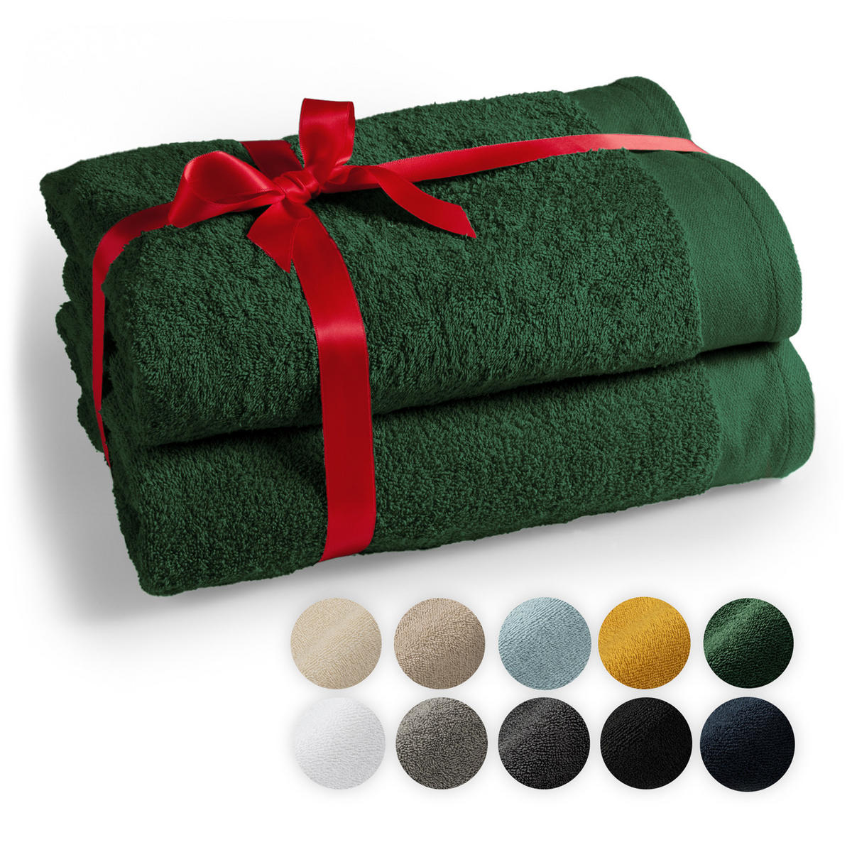 SAUNATUCH Dunkelgrün, 2er-Set - Dunkelgrün, Textil (80/200cm) - Blumtal