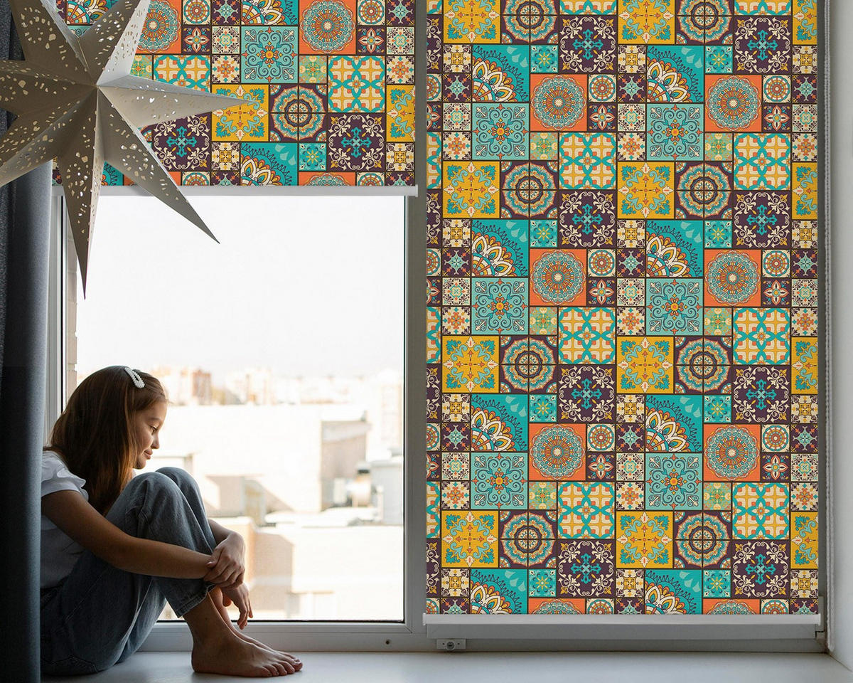 VNÚTORNÁ roleta - okenná roleta - roleta - 100x140 cm - Farebná mandala - modrá, plast (100/140/0.5cm) - TULUP