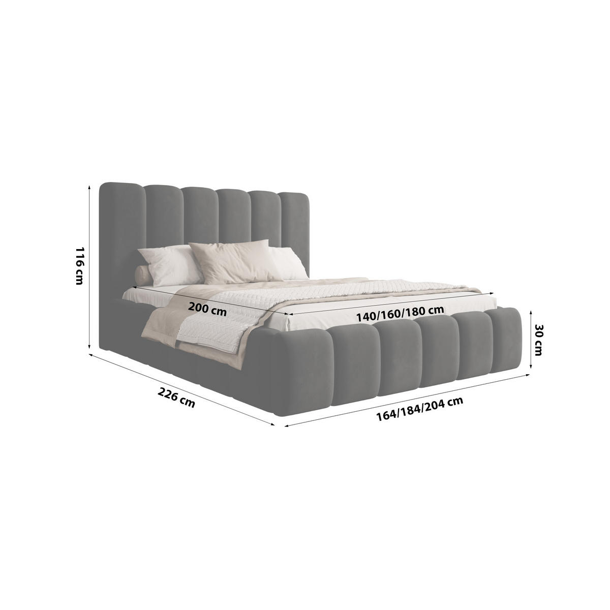 POLSTERBETT Doppelbett Ardal 160x200 cm, Schwarz - Schwarz, Textil (160/200cm) - Fedve