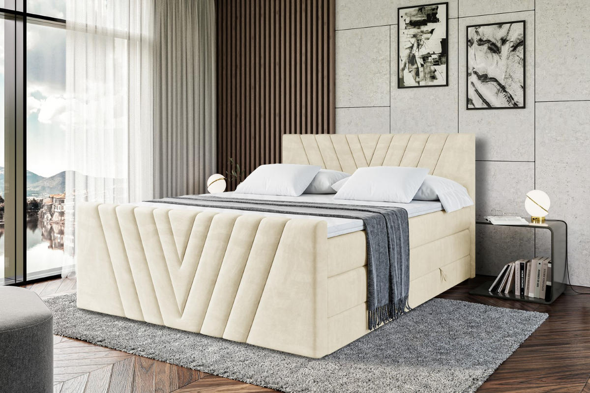 BOXSPRINGBETT ERNINA-Z KING - 120x200 - H3/H4 - Beige - Beige, Holzwerkstoff (120/200cm) - ALTDECOR