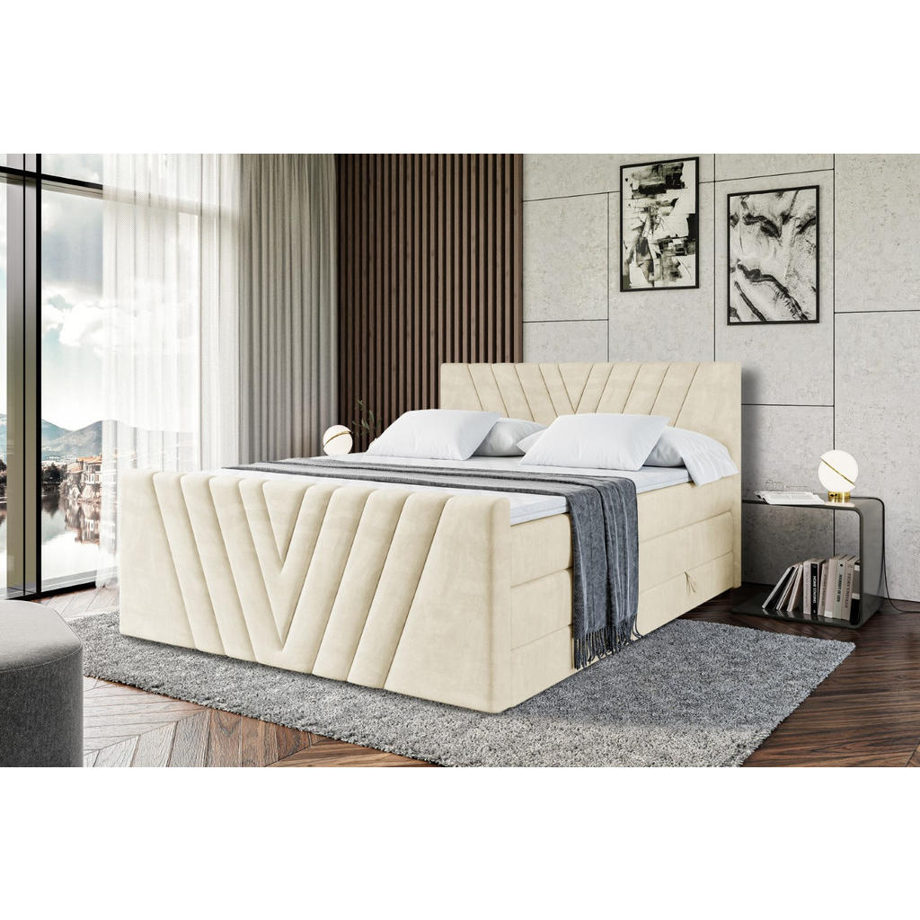 Thumbnail - Altdecor Boxspringbett, Beige, Holzwerkstoff, Höhe ca. 20 cm, 140x200 cm, Schlafzimmer, Betten, Boxspringbetten