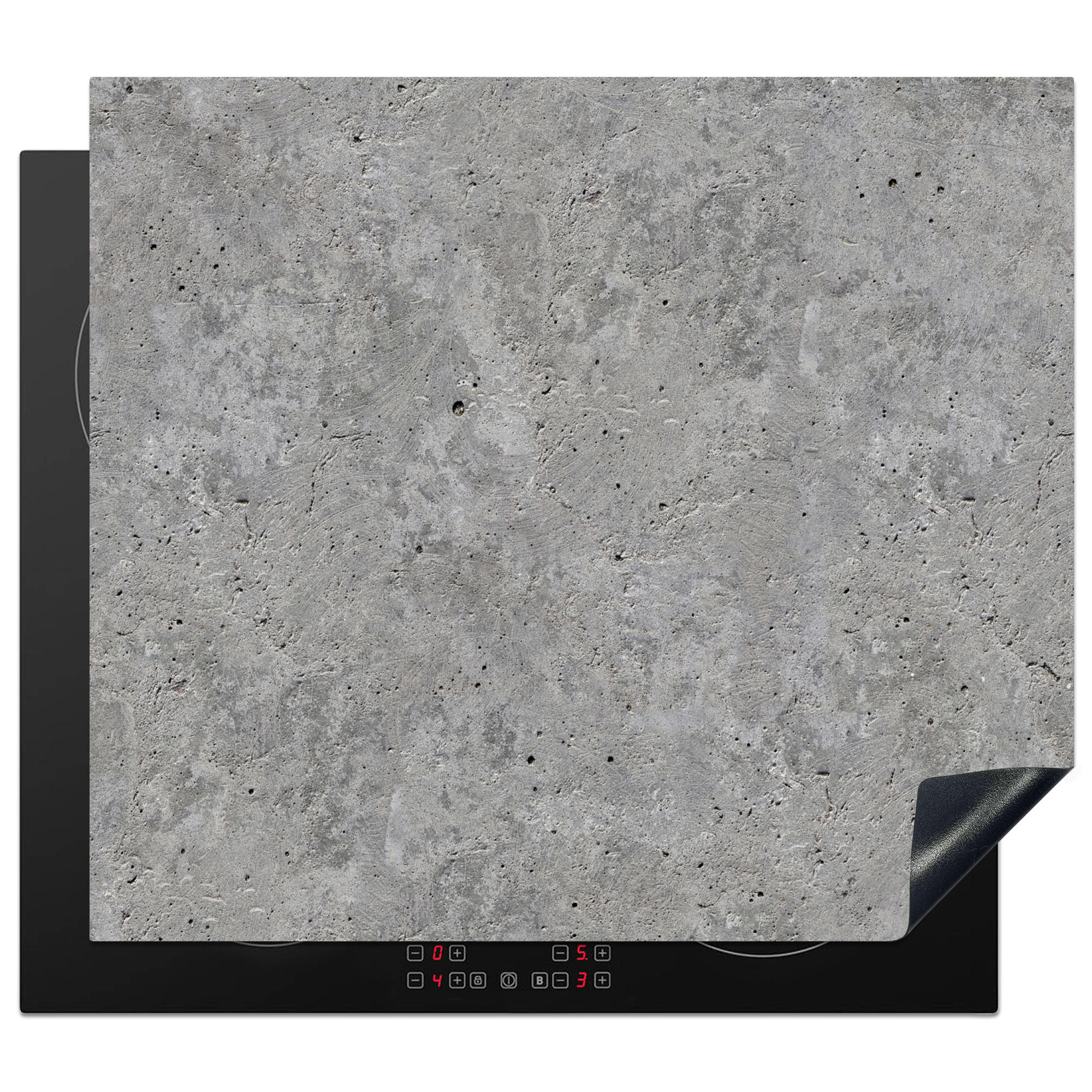 HERDABDECKPLATTE Beton - Schiefer - Grau - Struktur aus Beton Ceranfeldabdeckung 59x52 cm - Hellgrau, Kunststoff (59/52/0.2cm) - MuchoWow