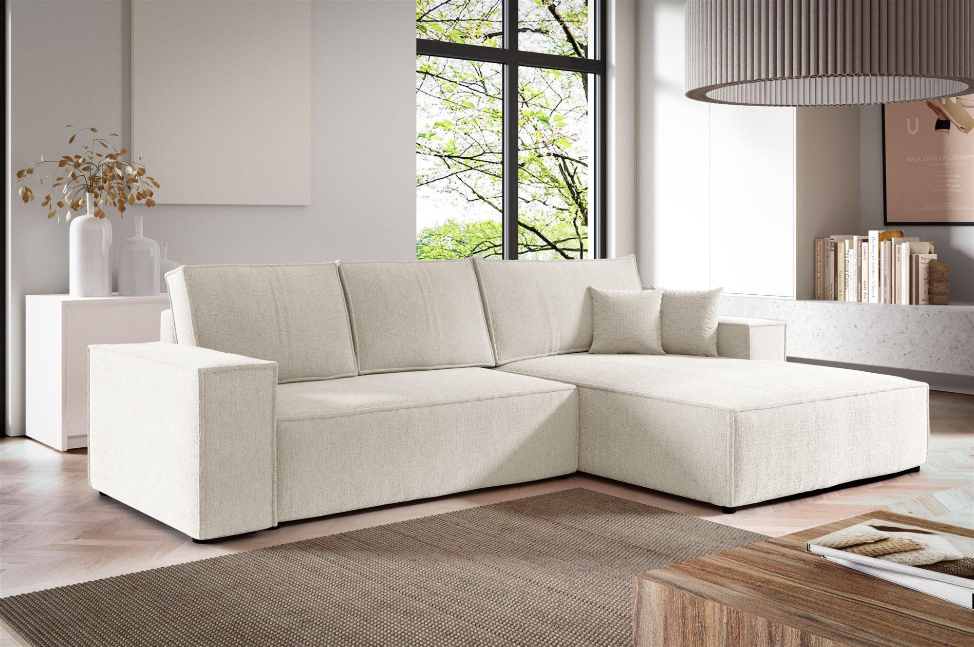 ECKSOFA Corunia In Aragon - Weiß, Holzwerkstoff/Textil (294/185cm) - Fun Möbel