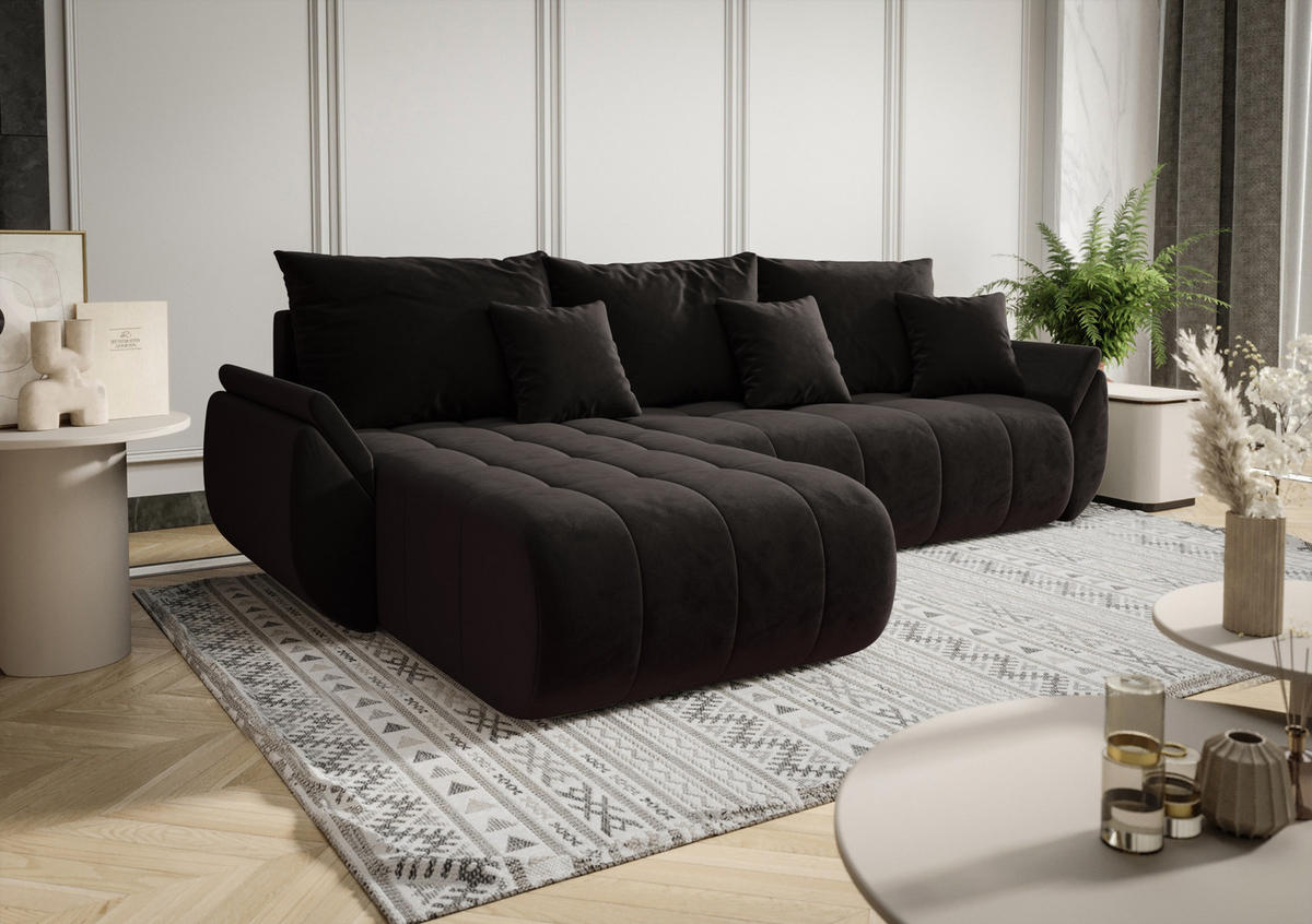 ECKSOFA mit Schlaffunktion TOKYO L Monolith 95 Links - Dunkelbraun, Textil (280/185cm) - Bedante