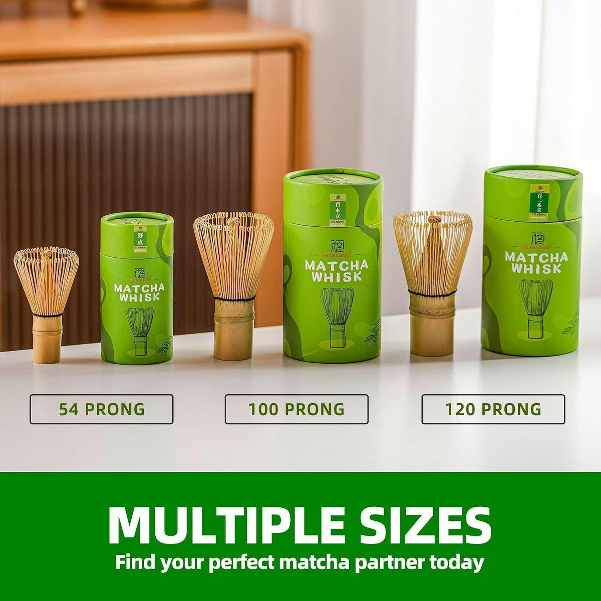 MATCHA-BESEN-SET Bambus 120 Zinken - Braun, Naturmaterialien (6/6/10.8cm)