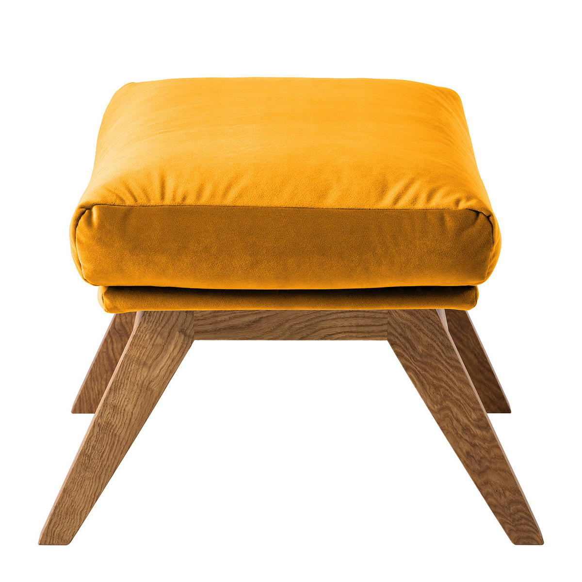 POLSTERHOCKER mit Holzfüßen - Eichefarben/Gelb, Eichenholz/Textil (51/37/41cm) - home24