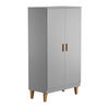 KLEIDERSCHRANK mit zwei Türen, zwei Regalen und einer Kleiderstange L100 x H186.5 cm - Lounge - Grau, Holzwerkstoff (55/186.5/100cm) - Calicosy