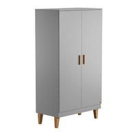 KLEIDERSCHRANK mit zwei Türen, zwei Regalen und einer Kleiderstange L100 x H186.5 cm - Lounge - Grau, Holzwerkstoff (55/186.5/100cm) - Calicosy