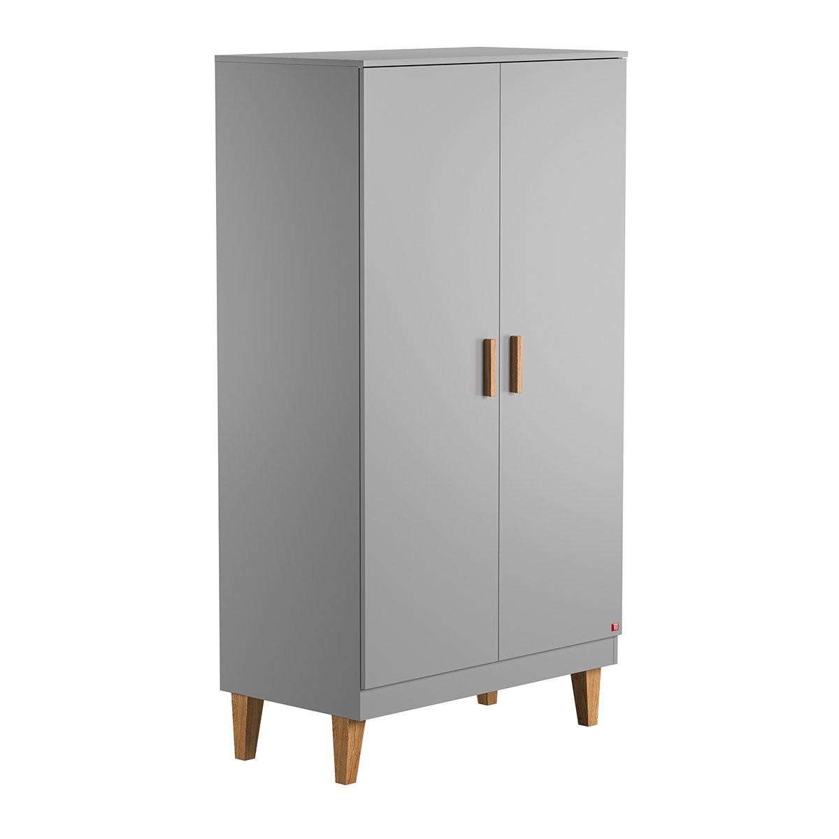 KLEIDERSCHRANK mit zwei Türen, zwei Regalen und einer Kleiderstange L100 x H186.5 cm - Lounge - Grau, Holzwerkstoff (55/186.5/100cm) - Calicosy
