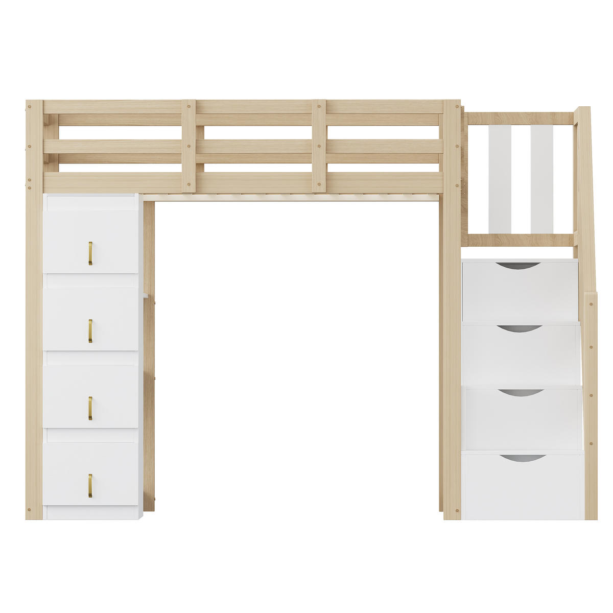 HOCHBETT 90x200 Massivholz Stauraum Regal Leiter Holzfarbe - Naturfarben, Holzwerkstoff - FLIEKS