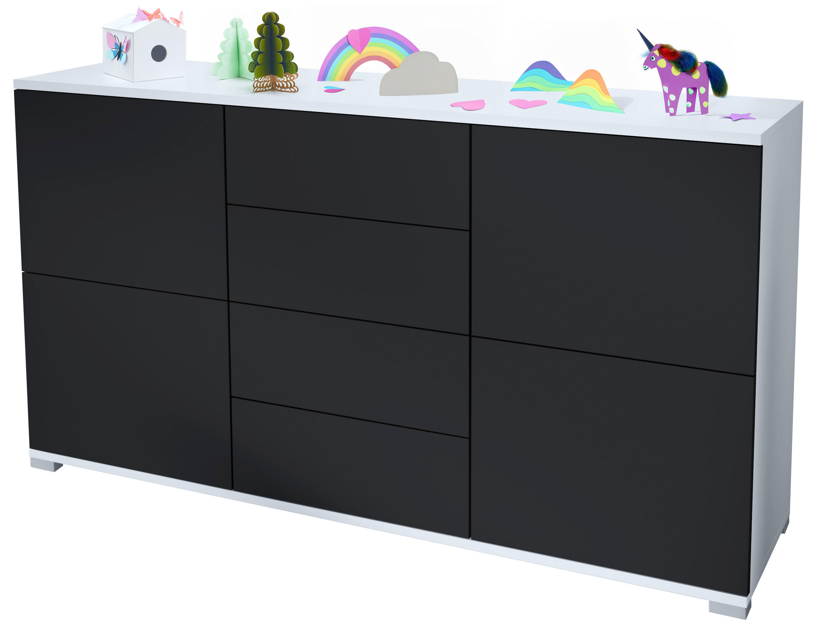 SIDEBOARD Rova Schwarz matt - Schwarz, Holzwerkstoff (138.5/75.5/35cm) - Vladon
