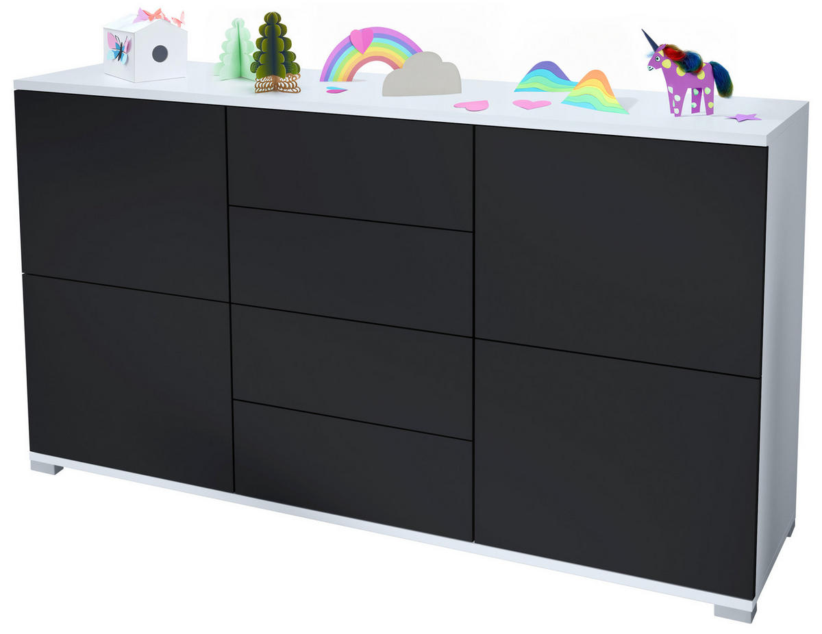 SIDEBOARD Rova Schwarz matt - Schwarz, Holzwerkstoff (138.5/75.5/35cm) - Vladon
