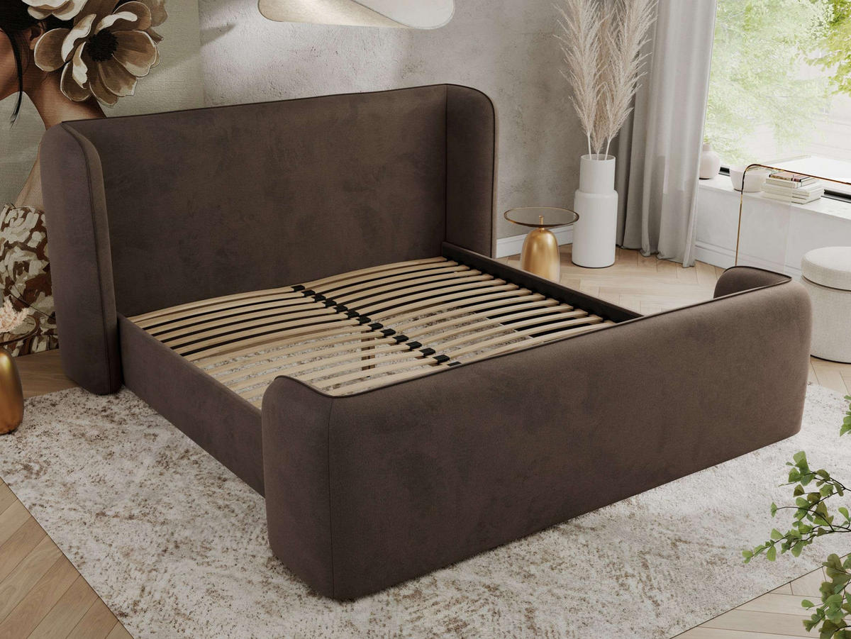 POLSTERBETT EMORA CLASSIC DUO 200/200 - Braun Velvet - Multipocket-Matratze - Braun, Textil (200/200cm) - MKS