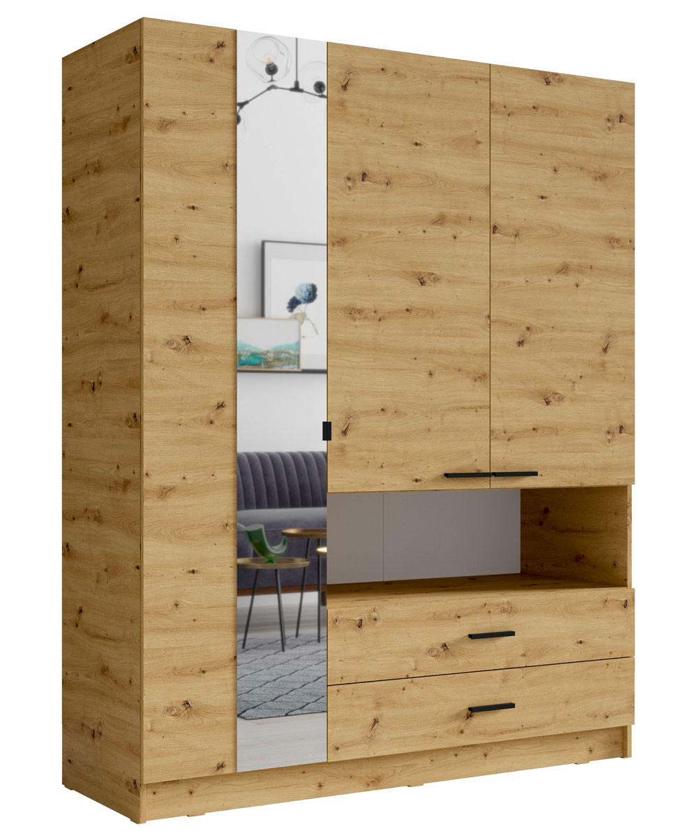 KLEIDERSCHRANK Turin Eiche Artisan 158 / 54 / 200cm - Eichefarben/Eiche Artisan, Holzwerkstoff/Kunststoff (158/200/54cm) - Feldmann-Wohnen