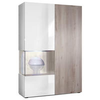 VITRINE Morena Tür und Einsatz in Eiche Nordic - Silbereichenfarben, Holzwerkstoff (91.5/136.5/37cm) - Vladon