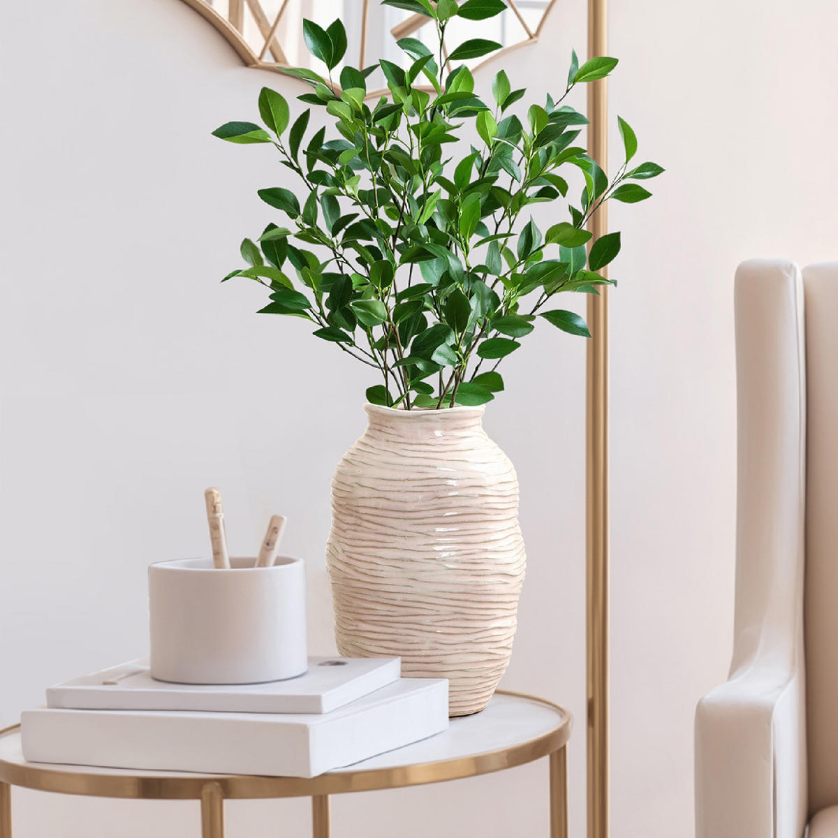 VASE Ø 16 x H 24.5 cm - Roségold, Keramik (24.5cm) - Hometopia