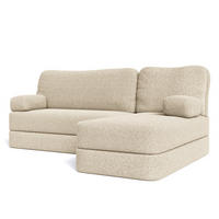 ECKSOFA SABI modulares Boneless Sofa mit Schlaffunktion Creme Boucle-Stoff - Creme, Textil (200/120cm) - MASSENO